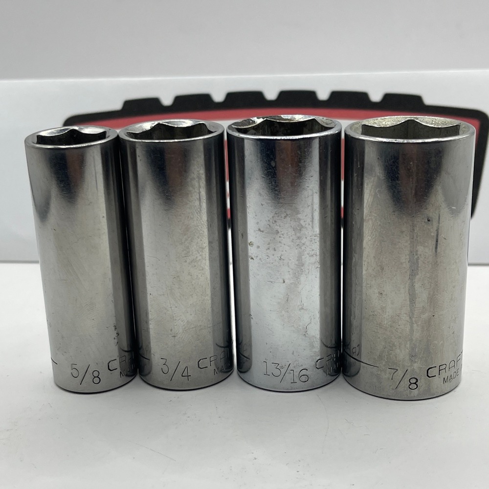 Craftsman 4pc Deep Well Socket Set 3/8 Drive 6 Pt SAE USA G Series 5/8-7/8